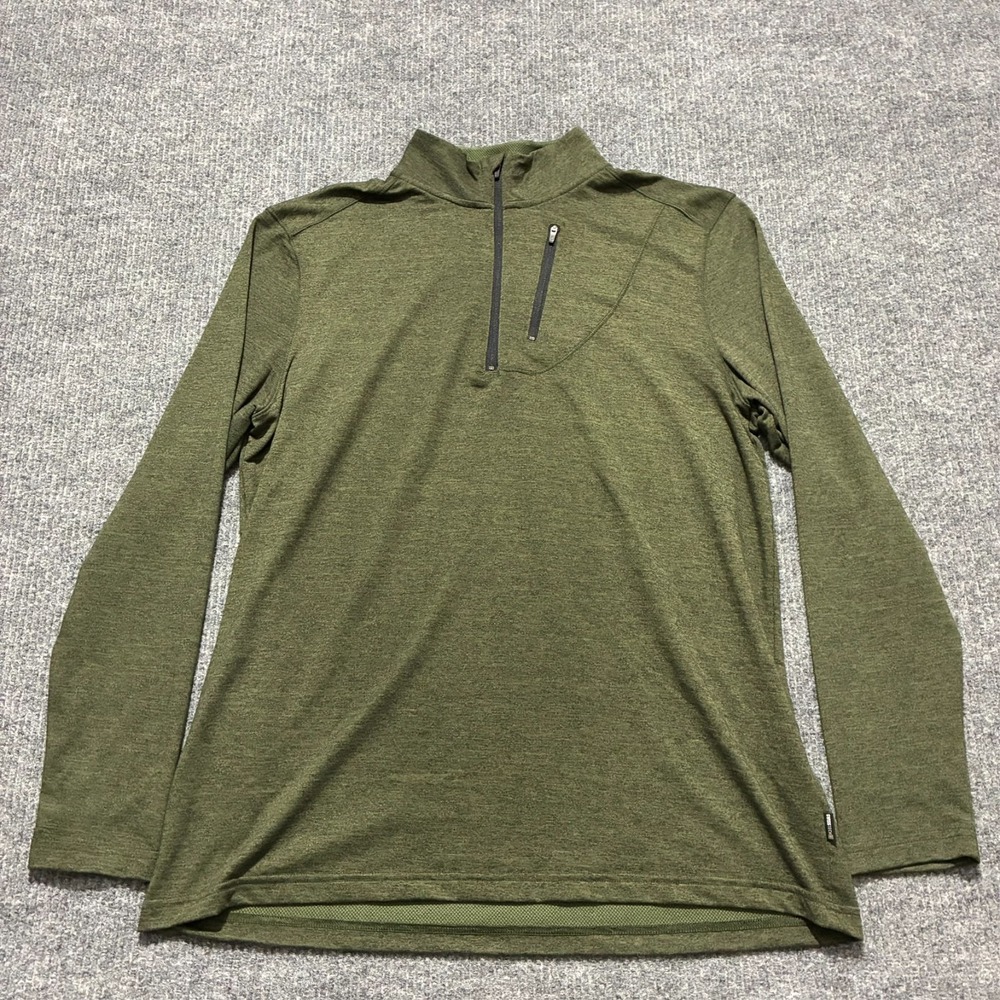 SwissTech Pullover Mens XL‎ (46–48) Olive Green Quarter Zip Chest Pocket Outdoor